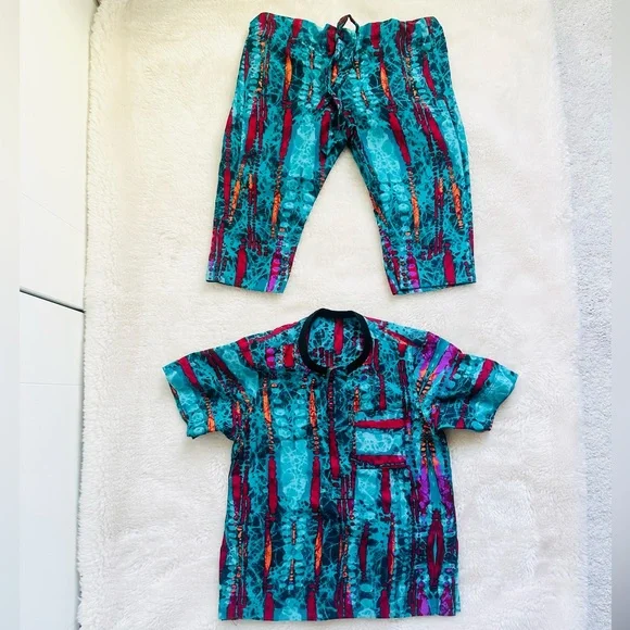 Handmade Boys Short Sleeve African print 2Piece Set Toddler 2T-3T - Picture 3 of 7